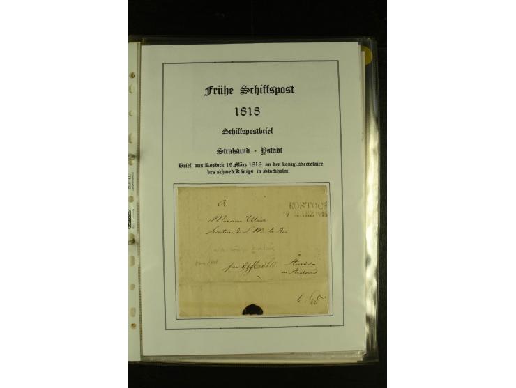 1812/1940 (ca.), umfangreiche Sammlung "Dampfschiffahrt auf der Ost- und Nordsee" mit ca. 240 Briefen und Karten, dabei frühe