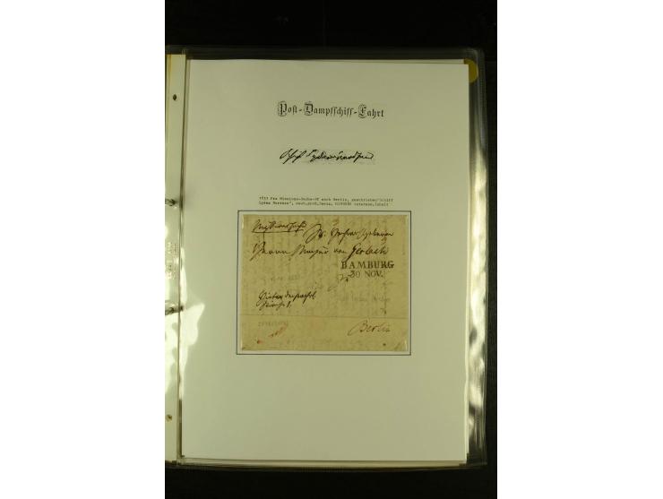 1812/1940 (ca.), umfangreiche Sammlung "Dampfschiffahrt auf der Ost- und Nordsee" mit ca. 240 Briefen und Karten, dabei frühe