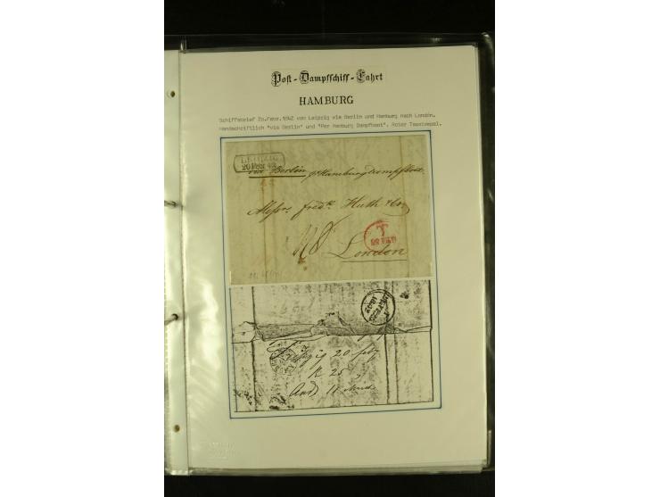1812/1940 (ca.), umfangreiche Sammlung "Dampfschiffahrt auf der Ost- und Nordsee" mit ca. 240 Briefen und Karten, dabei frühe