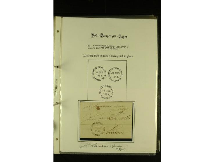1812/1940 (ca.), umfangreiche Sammlung "Dampfschiffahrt auf der Ost- und Nordsee" mit ca. 240 Briefen und Karten, dabei frühe