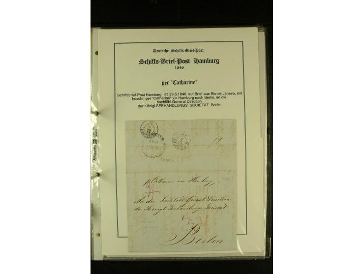1812/1940 (ca.), umfangreiche Sammlung "Dampfschiffahrt auf der Ost- und Nordsee" mit ca. 240 Briefen und Karten, dabei frühe