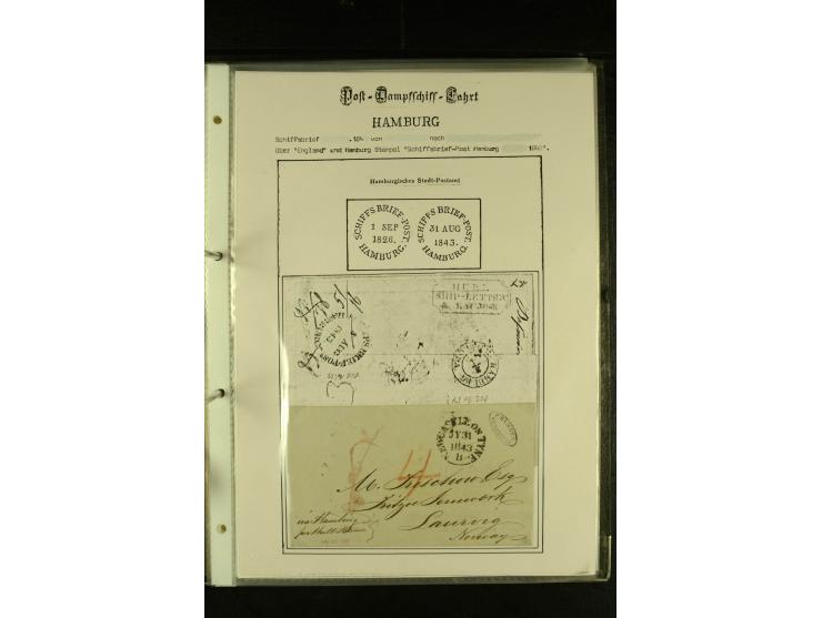 1812/1940 (ca.), umfangreiche Sammlung "Dampfschiffahrt auf der Ost- und Nordsee" mit ca. 240 Briefen und Karten, dabei frühe