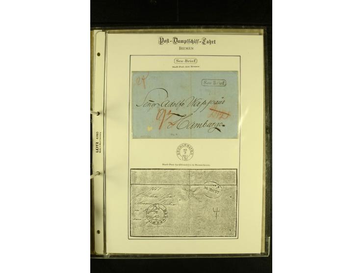 1812/1940 (ca.), umfangreiche Sammlung "Dampfschiffahrt auf der Ost- und Nordsee" mit ca. 240 Briefen und Karten, dabei frühe