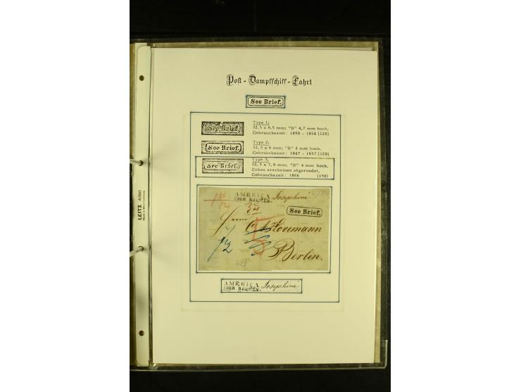 1812/1940 (ca.), umfangreiche Sammlung "Dampfschiffahrt auf der Ost- und Nordsee" mit ca. 240 Briefen und Karten, dabei frühe
