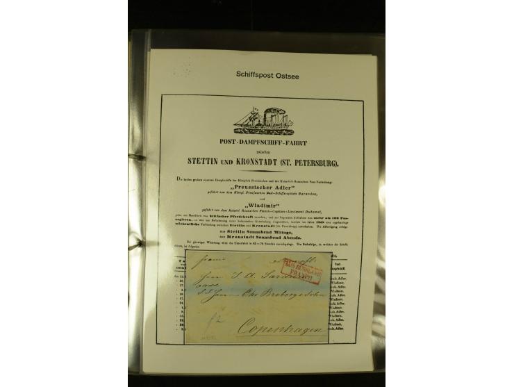 1812/1940 (ca.), umfangreiche Sammlung "Dampfschiffahrt auf der Ost- und Nordsee" mit ca. 240 Briefen und Karten, dabei frühe