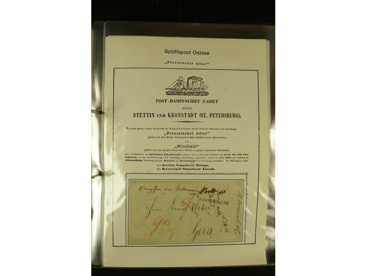 1812/1940 (ca.), umfangreiche Sammlung "Dampfschiffahrt auf der Ost- und Nordsee" mit ca. 240 Briefen und Karten, dabei frühe