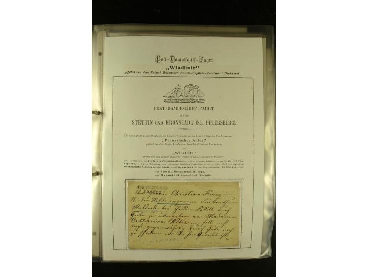 1812/1940 (ca.), umfangreiche Sammlung "Dampfschiffahrt auf der Ost- und Nordsee" mit ca. 240 Briefen und Karten, dabei frühe