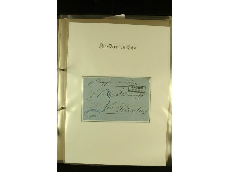 1812/1940 (ca.), umfangreiche Sammlung "Dampfschiffahrt auf der Ost- und Nordsee" mit ca. 240 Briefen und Karten, dabei frühe