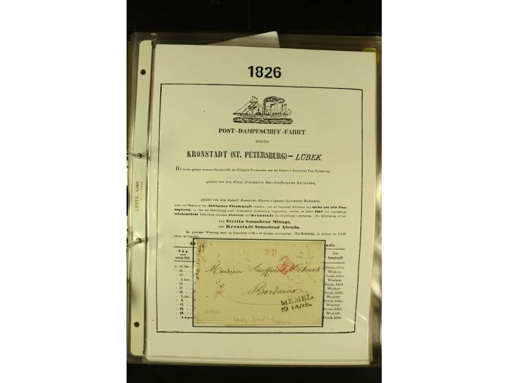1812/1940 (ca.), umfangreiche Sammlung "Dampfschiffahrt auf der Ost- und Nordsee" mit ca. 240 Briefen und Karten, dabei frühe