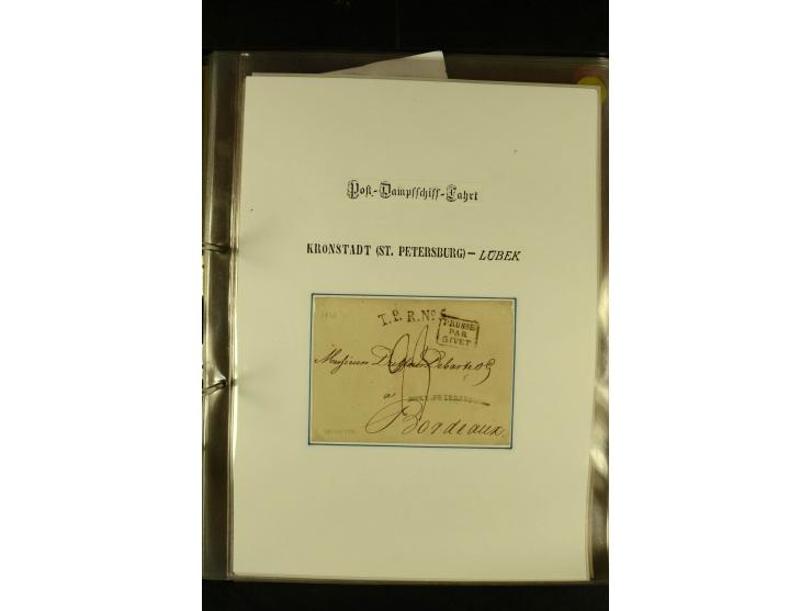 1812/1940 (ca.), umfangreiche Sammlung "Dampfschiffahrt auf der Ost- und Nordsee" mit ca. 240 Briefen und Karten, dabei frühe