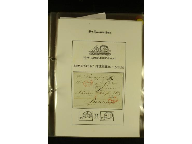 1812/1940 (ca.), umfangreiche Sammlung "Dampfschiffahrt auf der Ost- und Nordsee" mit ca. 240 Briefen und Karten, dabei frühe