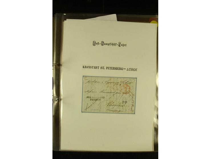 1812/1940 (ca.), umfangreiche Sammlung "Dampfschiffahrt auf der Ost- und Nordsee" mit ca. 240 Briefen und Karten, dabei frühe