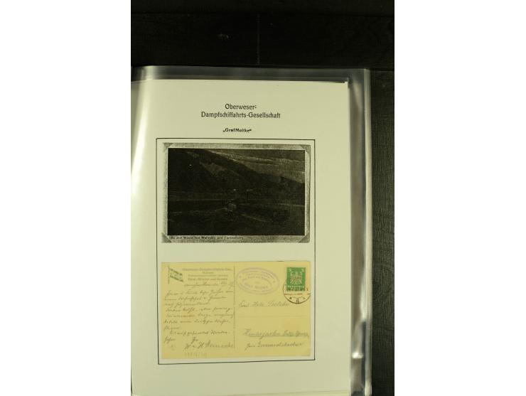 1845/1927, kleine Sammlung "Dampfschiffspost auf der Weser" mit u.a. 2 frühen Faltbriefen mit Leitvermerk "pr. Hermann" und "