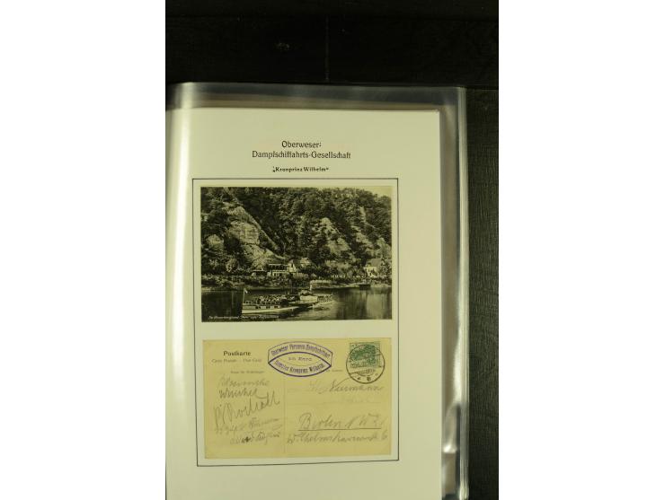 1845/1927, kleine Sammlung "Dampfschiffspost auf der Weser" mit u.a. 2 frühen Faltbriefen mit Leitvermerk "pr. Hermann" und "
