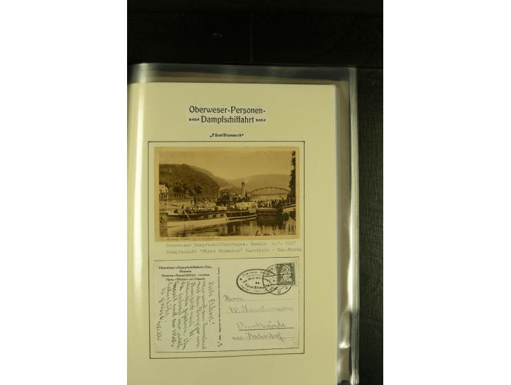 1845/1927, kleine Sammlung "Dampfschiffspost auf der Weser" mit u.a. 2 frühen Faltbriefen mit Leitvermerk "pr. Hermann" und "