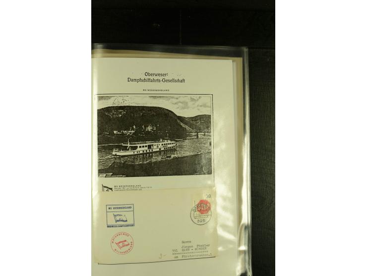 1845/1927, kleine Sammlung "Dampfschiffspost auf der Weser" mit u.a. 2 frühen Faltbriefen mit Leitvermerk "pr. Hermann" und "