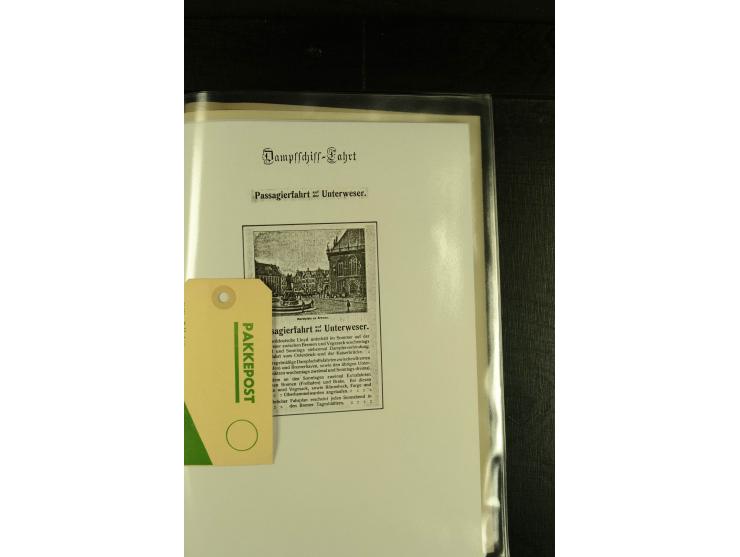 1845/1927, kleine Sammlung "Dampfschiffspost auf der Weser" mit u.a. 2 frühen Faltbriefen mit Leitvermerk "pr. Hermann" und "