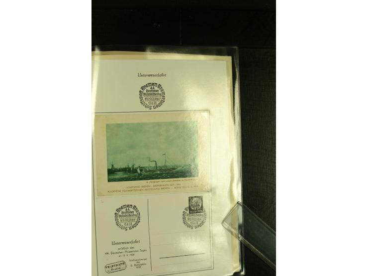 1845/1927, kleine Sammlung "Dampfschiffspost auf der Weser" mit u.a. 2 frühen Faltbriefen mit Leitvermerk "pr. Hermann" und "
