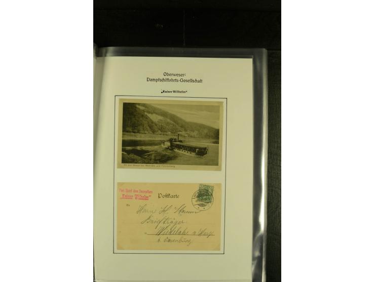 1845/1927, kleine Sammlung "Dampfschiffspost auf der Weser" mit u.a. 2 frühen Faltbriefen mit Leitvermerk "pr. Hermann" und "