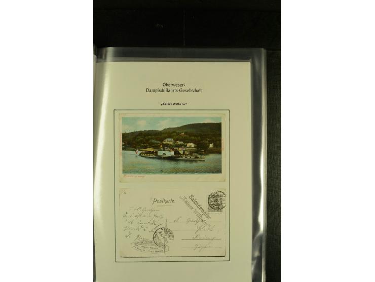 1845/1927, kleine Sammlung "Dampfschiffspost auf der Weser" mit u.a. 2 frühen Faltbriefen mit Leitvermerk "pr. Hermann" und "