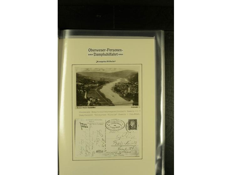 1845/1927, kleine Sammlung "Dampfschiffspost auf der Weser" mit u.a. 2 frühen Faltbriefen mit Leitvermerk "pr. Hermann" und "