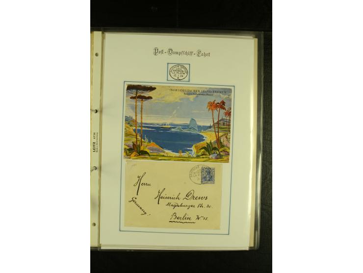 1886/1940 (ca.), interessante Sammlung "Deutsche Seepost" mit fast 100 Briefen und Karten und einigen Briefstücken (u.a. "DSP