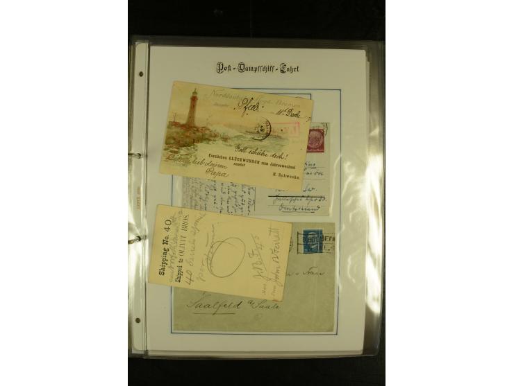 1886/1940 (ca.), interessante Sammlung "Deutsche Seepost" mit fast 100 Briefen und Karten und einigen Briefstücken (u.a. "DSP