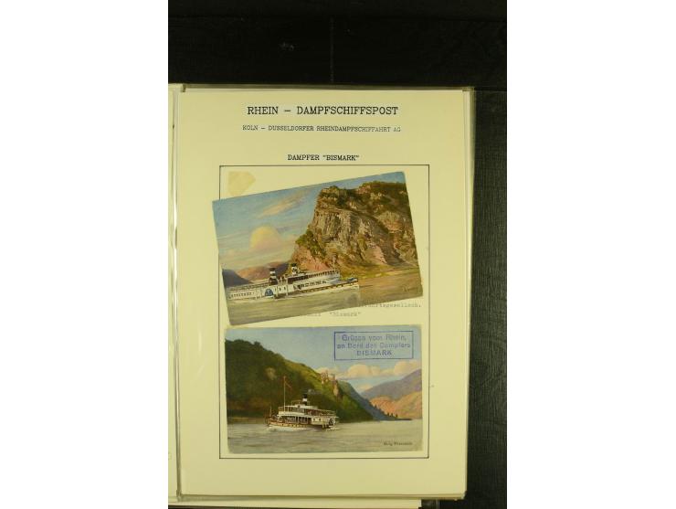 1900/1953, kleine Sammlung "Schiffspost auf dem Rhein" mit Schwerpunkt bei der Post nach 1945, dabei Bedarfspost vom Dampfer 