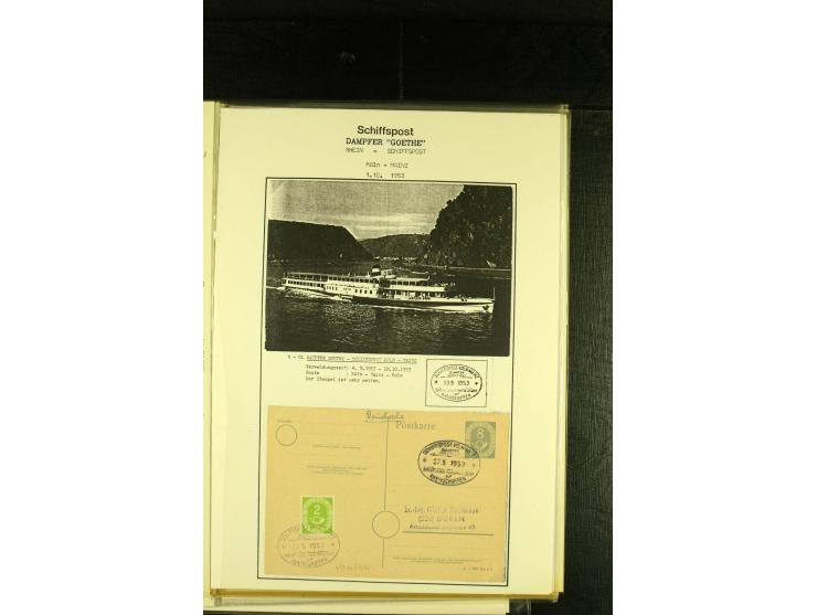 1900/1953, kleine Sammlung "Schiffspost auf dem Rhein" mit Schwerpunkt bei der Post nach 1945, dabei Bedarfspost vom Dampfer 