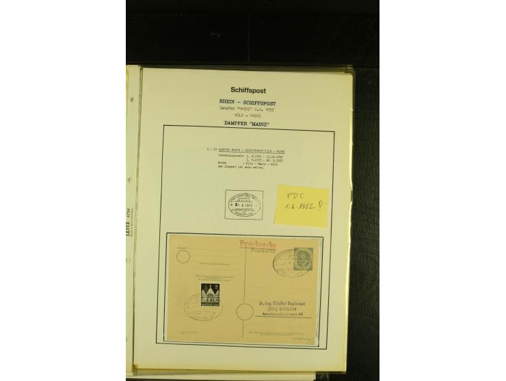 1900/1953, kleine Sammlung "Schiffspost auf dem Rhein" mit Schwerpunkt bei der Post nach 1945, dabei Bedarfspost vom Dampfer 