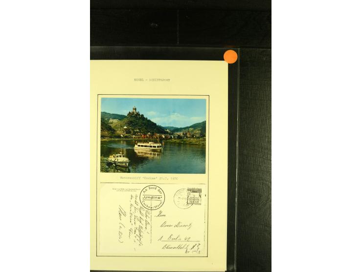 1900/1953, kleine Sammlung "Schiffspost auf dem Rhein" mit Schwerpunkt bei der Post nach 1945, dabei Bedarfspost vom Dampfer 