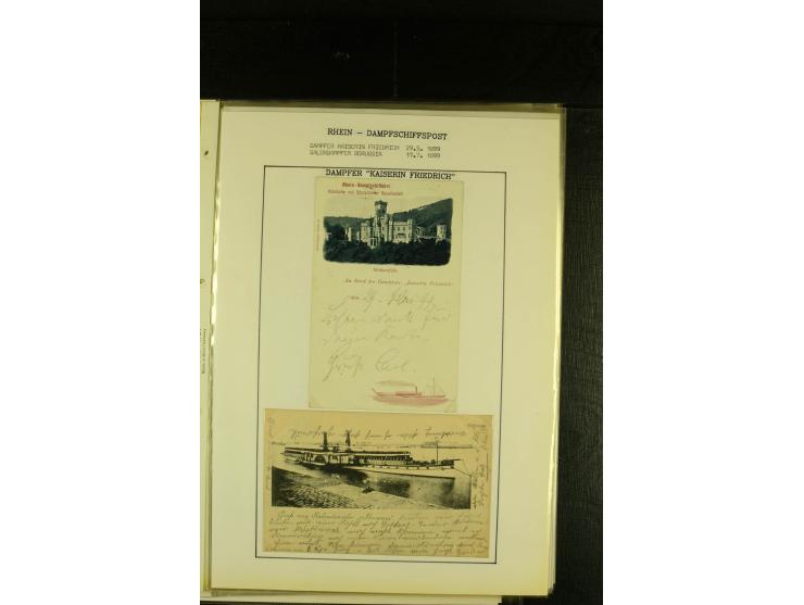 1900/1953, kleine Sammlung "Schiffspost auf dem Rhein" mit Schwerpunkt bei der Post nach 1945, dabei Bedarfspost vom Dampfer 