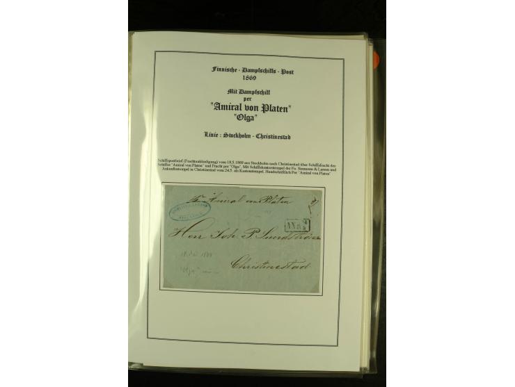 1844/1950 (ca.), Sammlung "Finnische Schiffspost" mit ca. 100 Briefen und Karten, dabei frühe Dampferschiffs-Post mit verschi
