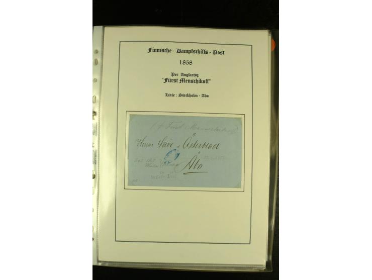 1844/1950 (ca.), Sammlung "Finnische Schiffspost" mit ca. 100 Briefen und Karten, dabei frühe Dampferschiffs-Post mit verschi