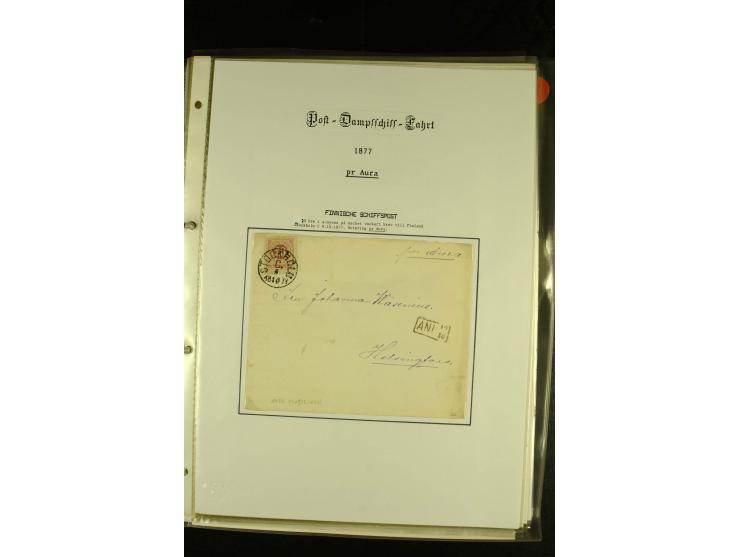 1844/1950 (ca.), Sammlung "Finnische Schiffspost" mit ca. 100 Briefen und Karten, dabei frühe Dampferschiffs-Post mit verschi
