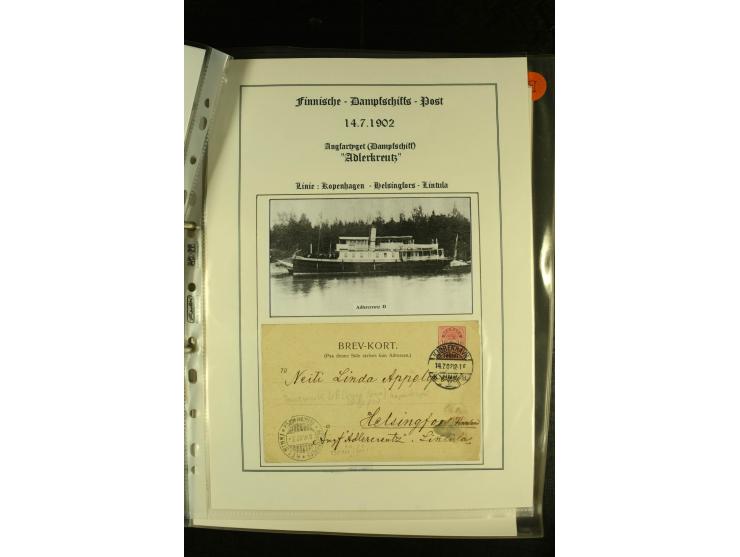 1844/1950 (ca.), Sammlung "Finnische Schiffspost" mit ca. 100 Briefen und Karten, dabei frühe Dampferschiffs-Post mit verschi