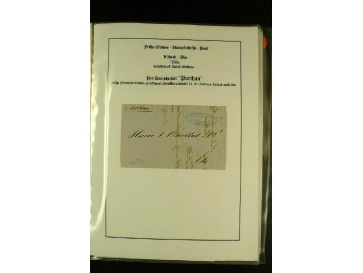 1844/1950 (ca.), Sammlung "Finnische Schiffspost" mit ca. 100 Briefen und Karten, dabei frühe Dampferschiffs-Post mit verschi