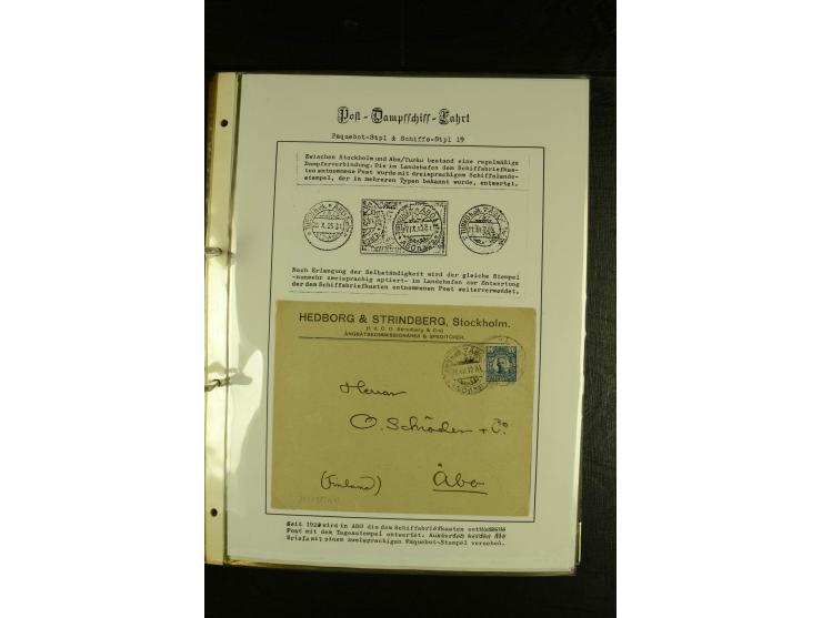 1844/1950 (ca.), Sammlung "Finnische Schiffspost" mit ca. 100 Briefen und Karten, dabei frühe Dampferschiffs-Post mit verschi
