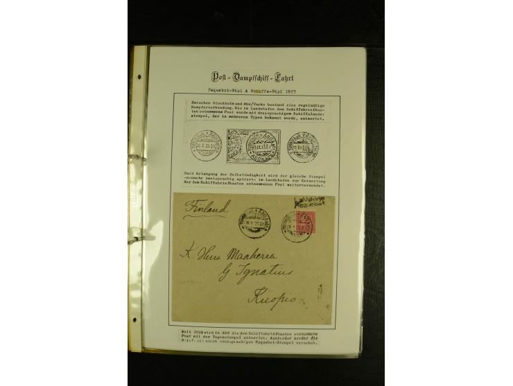 1844/1950 (ca.), Sammlung "Finnische Schiffspost" mit ca. 100 Briefen und Karten, dabei frühe Dampferschiffs-Post mit verschi