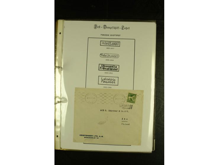 1844/1950 (ca.), Sammlung "Finnische Schiffspost" mit ca. 100 Briefen und Karten, dabei frühe Dampferschiffs-Post mit verschi