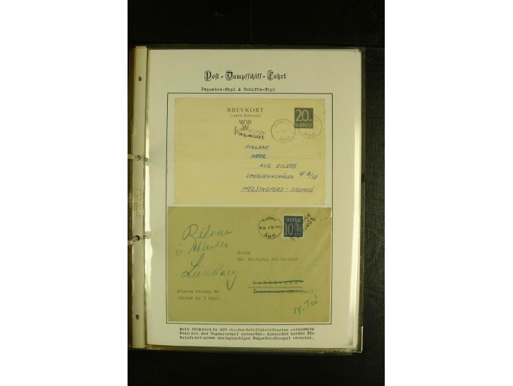1844/1950 (ca.), Sammlung "Finnische Schiffspost" mit ca. 100 Briefen und Karten, dabei frühe Dampferschiffs-Post mit verschi