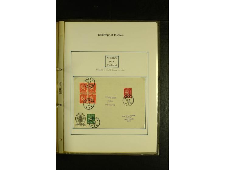 1844/1950 (ca.), Sammlung "Finnische Schiffspost" mit ca. 100 Briefen und Karten, dabei frühe Dampferschiffs-Post mit verschi