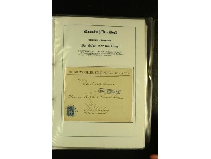 1846/1977 (ca.), interessante Sammlung "Schwedische Landungsstempel" mit ca. 150 Briefen und Karten, einigen losen Marken und