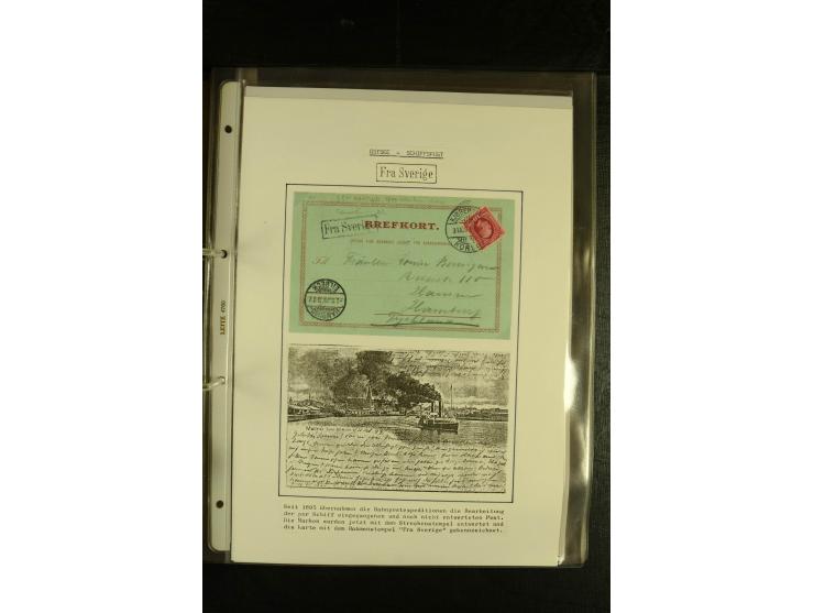 1846/1977 (ca.), interessante Sammlung "Schwedische Landungsstempel" mit ca. 150 Briefen und Karten, einigen losen Marken und