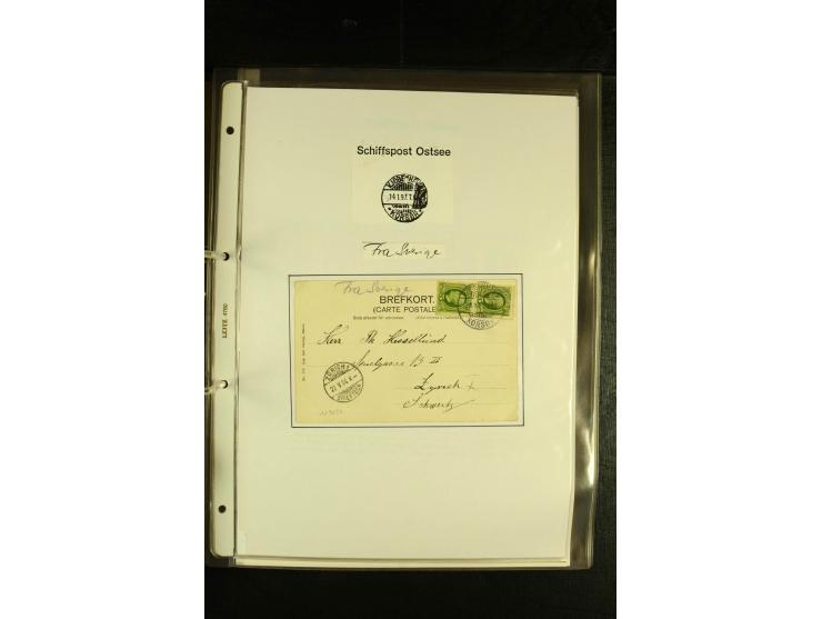 1846/1977 (ca.), interessante Sammlung "Schwedische Landungsstempel" mit ca. 150 Briefen und Karten, einigen losen Marken und