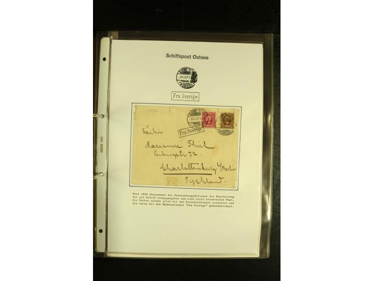 1846/1977 (ca.), interessante Sammlung "Schwedische Landungsstempel" mit ca. 150 Briefen und Karten, einigen losen Marken und