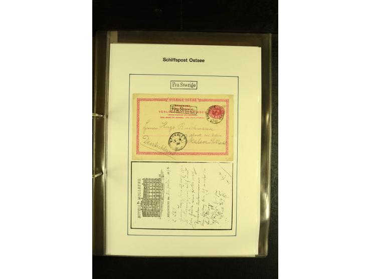 1846/1977 (ca.), interessante Sammlung "Schwedische Landungsstempel" mit ca. 150 Briefen und Karten, einigen losen Marken und