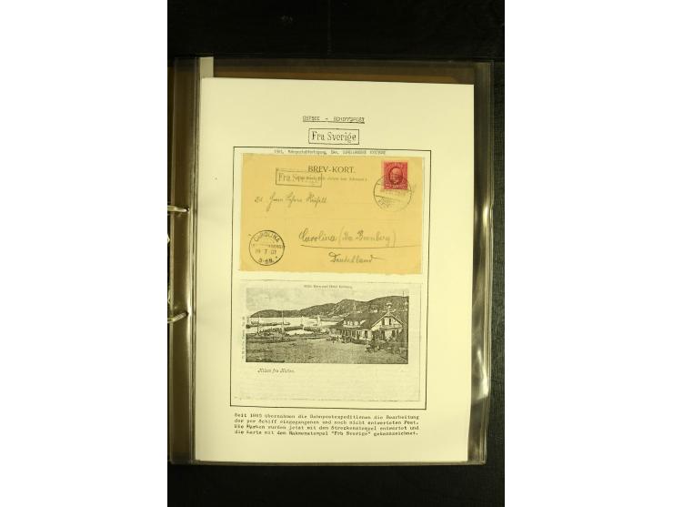 1846/1977 (ca.), interessante Sammlung "Schwedische Landungsstempel" mit ca. 150 Briefen und Karten, einigen losen Marken und