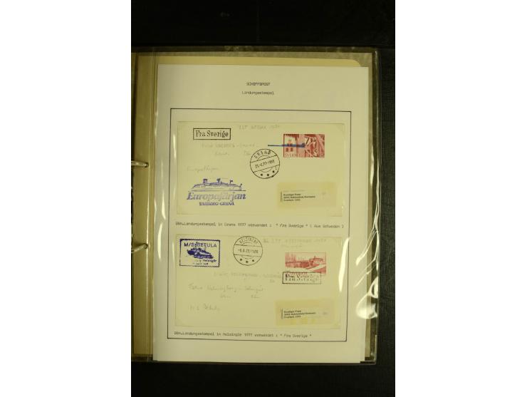 1846/1977 (ca.), interessante Sammlung "Schwedische Landungsstempel" mit ca. 150 Briefen und Karten, einigen losen Marken und