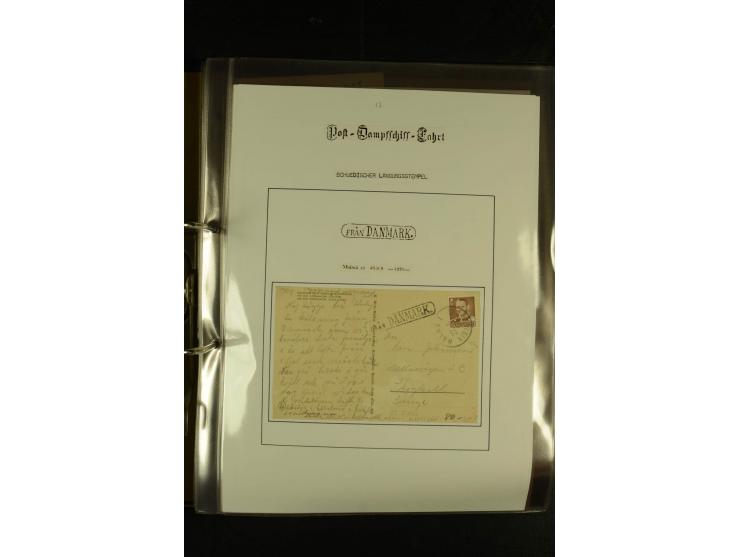 1846/1977 (ca.), interessante Sammlung "Schwedische Landungsstempel" mit ca. 150 Briefen und Karten, einigen losen Marken und